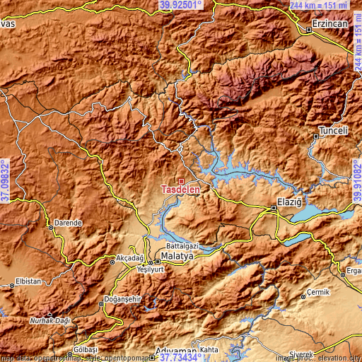 Topographic map of Taşdelen