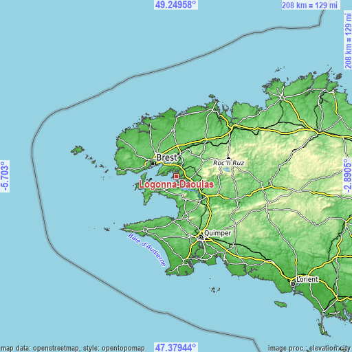 Topographic map of Logonna-Daoulas