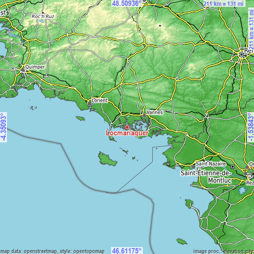 Topographic map of Locmariaquer