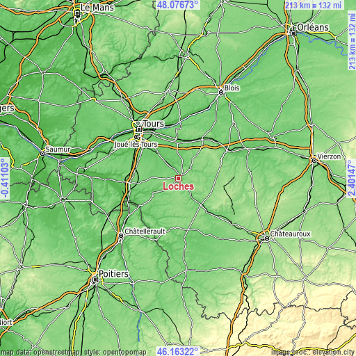 Topographic map of Loches