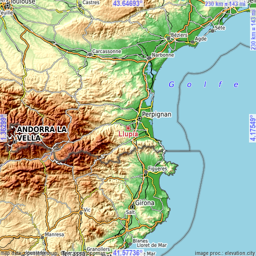 Topographic map of Llupia