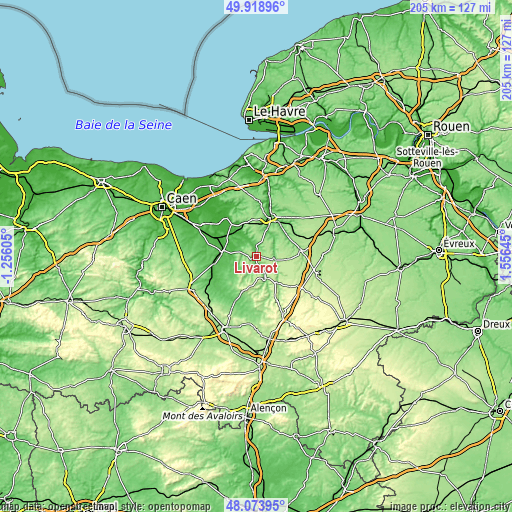 Topographic map of Livarot