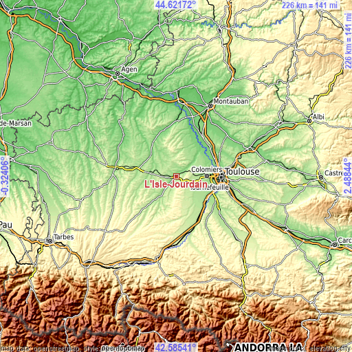 Topographic map of L’Isle-Jourdain