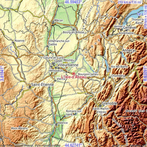 Topographic map of L’Isle-d’Abeau