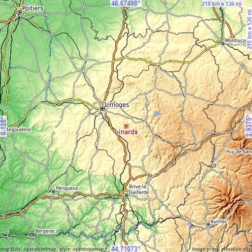 Topographic map of Linards