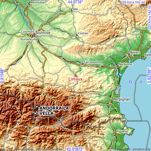 Topographic map of Limoux