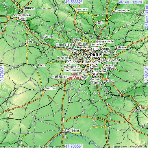 Topographic map of Limours