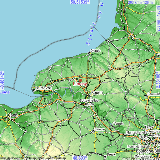 Topographic map of Limésy