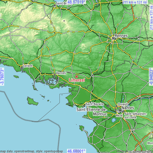 Topographic map of Limerzel