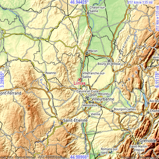 Topographic map of Limas