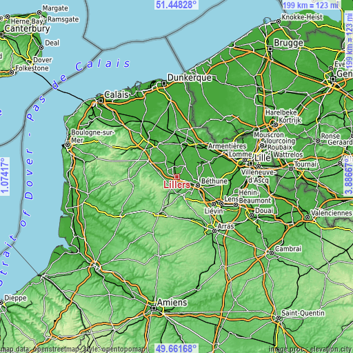 Topographic map of Lillers