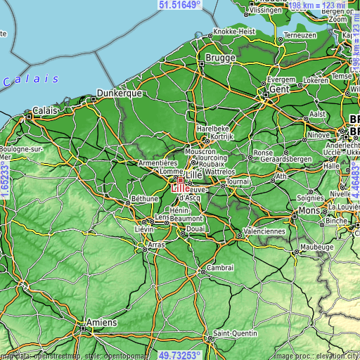 Topographic map of Lille