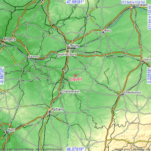 Topographic map of Ligueil