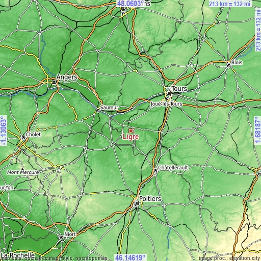 Topographic map of Ligré