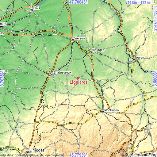 Topographic map of Lignières