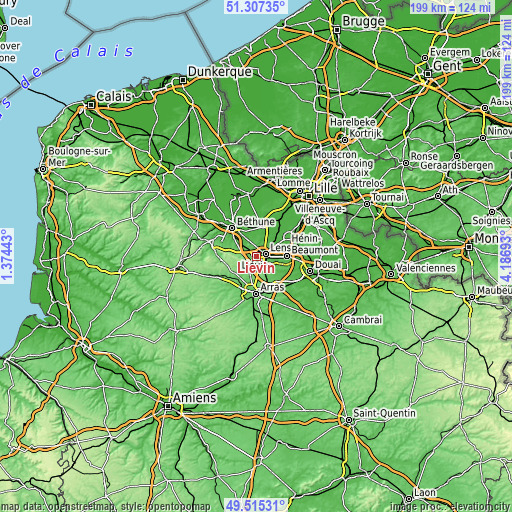 Topographic map of Liévin