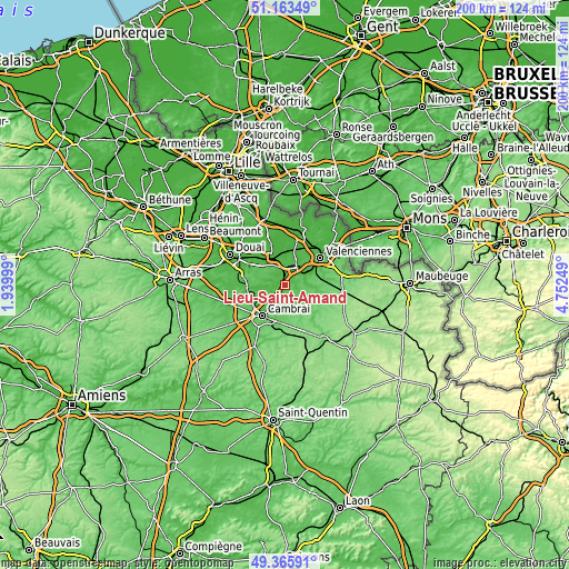 Topographic map of Lieu-Saint-Amand