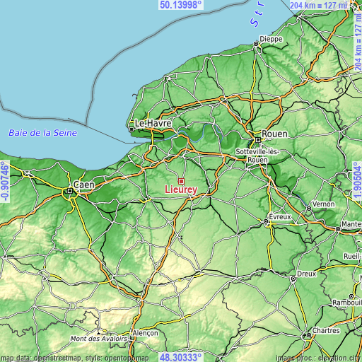 Topographic map of Lieurey