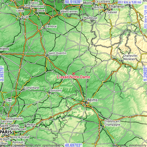 Topographic map of Liesse-Notre-Dame