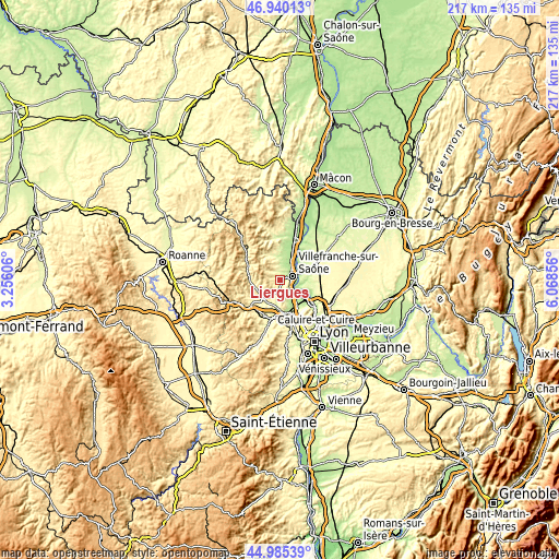 Topographic map of Liergues