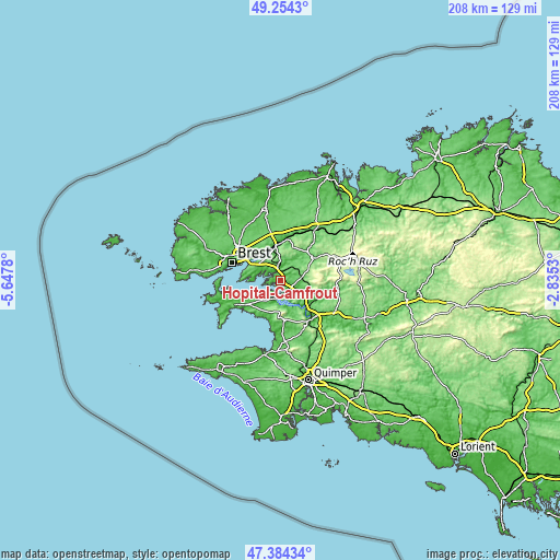 Topographic map of Hôpital-Camfrout