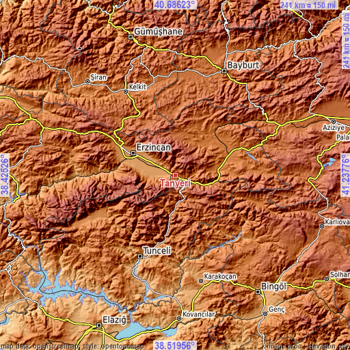 Topographic map of Tanyeri