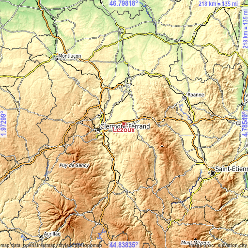 Topographic map of Lezoux