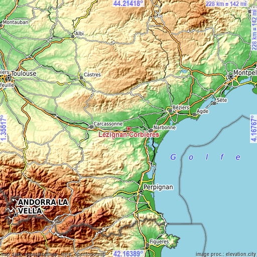 Topographic map of Lézignan-Corbières