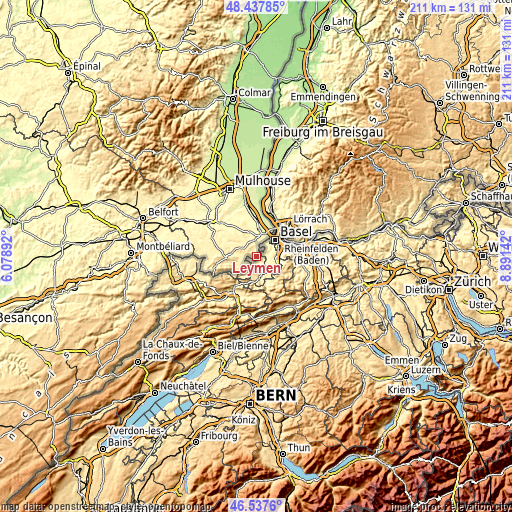 Topographic map of Leymen