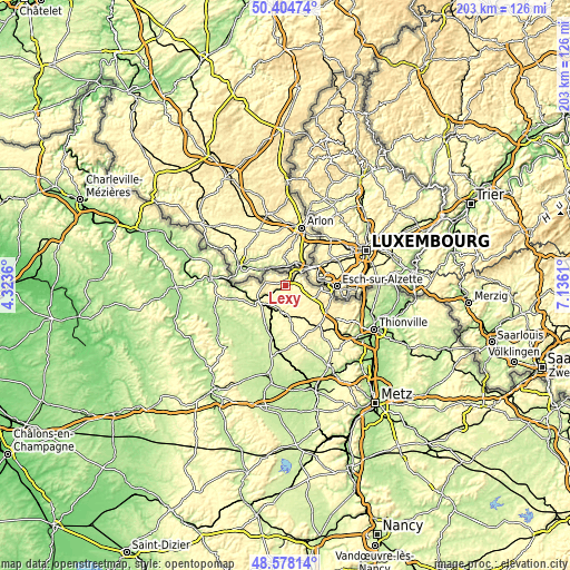 Topographic map of Lexy