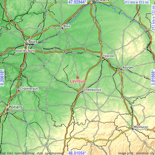 Topographic map of Levroux