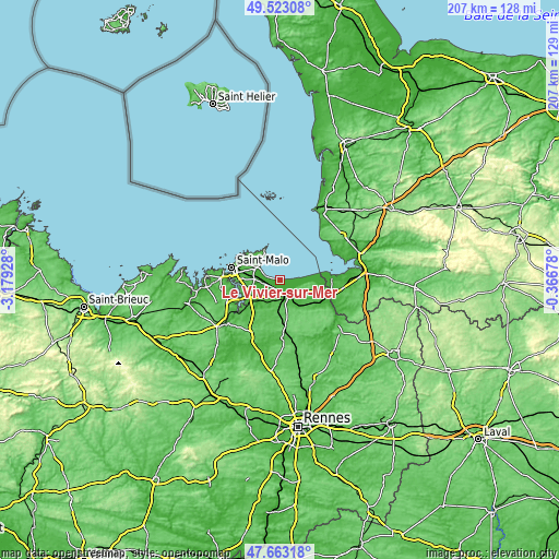 Topographic map of Le Vivier-sur-Mer