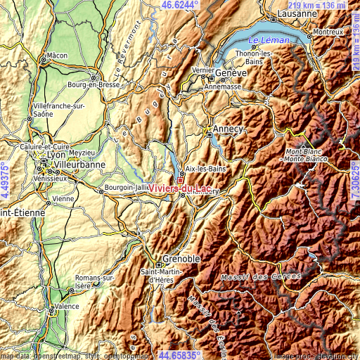 Topographic map of Viviers-du-Lac