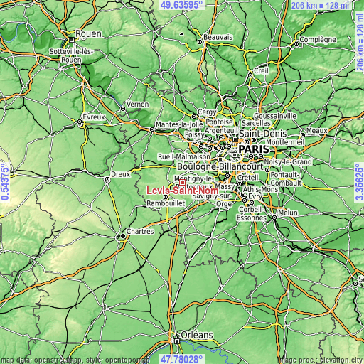 Topographic map of Lévis-Saint-Nom