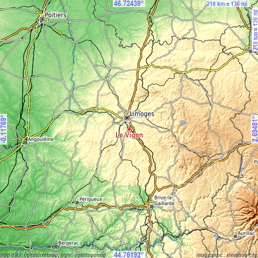 Topographic map of Le Vigen