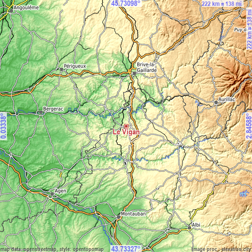 Topographic map of Le Vigan