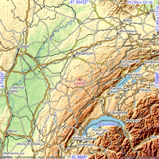 Topographic map of Levier