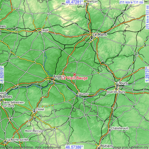 Topographic map of Le Vieil-Baugé