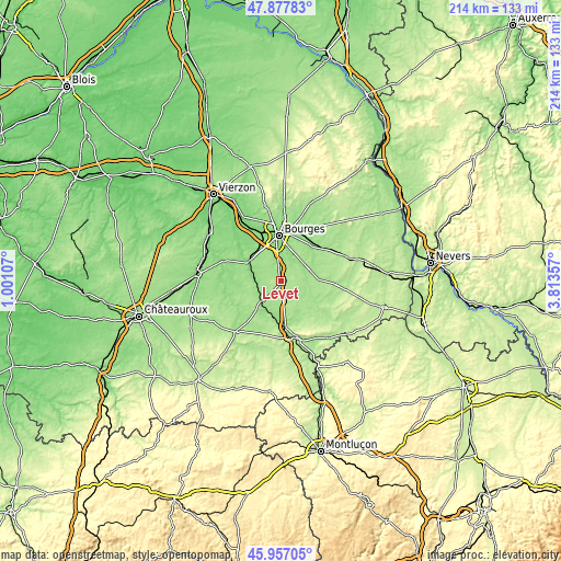 Topographic map of Levet