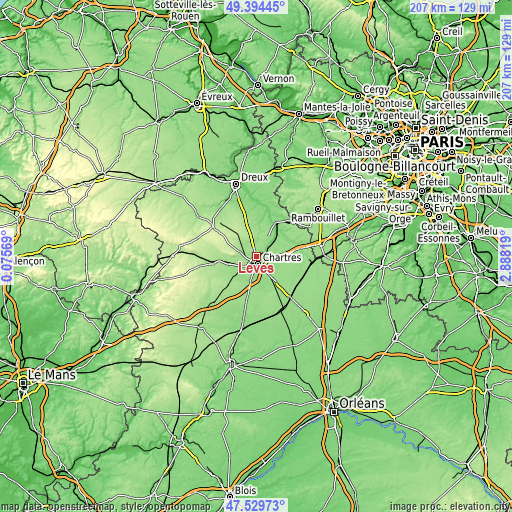 Topographic map of Lèves