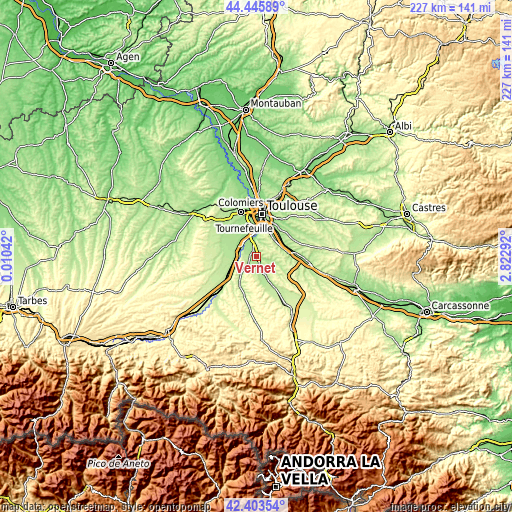 Topographic map of Vernet