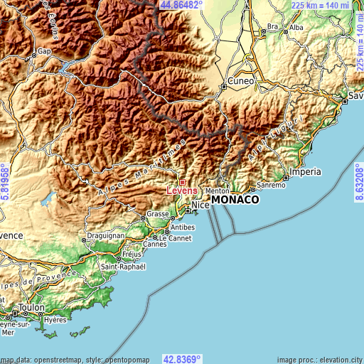 Topographic map of Levens