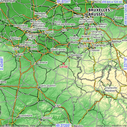 Topographic map of Leval