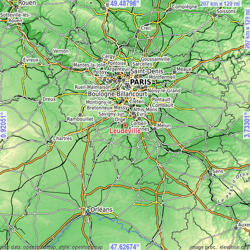 Topographic map of Leudeville