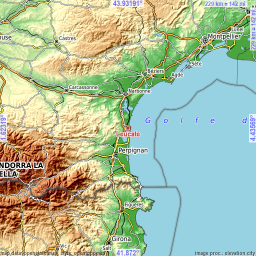 Topographic map of Leucate