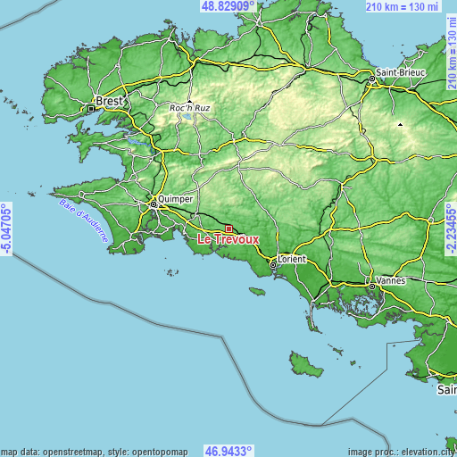 Topographic map of Le Trévoux