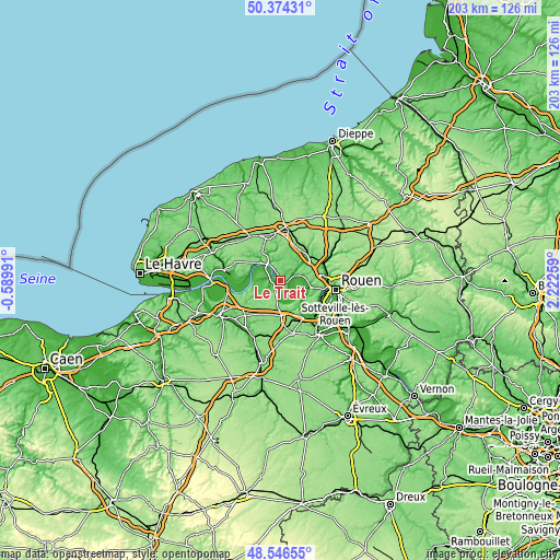 Topographic map of Le Trait