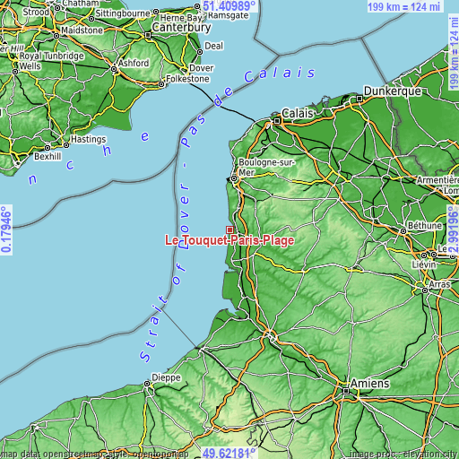 Topographic map of Le Touquet-Paris-Plage