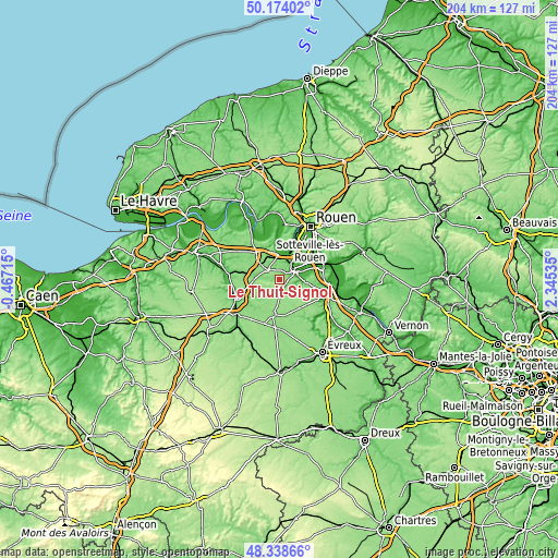 Topographic map of Le Thuit-Signol