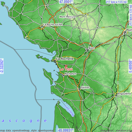 Topographic map of Le Thou